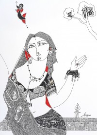 Abrar Ahmed, 12 x16 Inch, Pen and ink On Paper, Figurative Painting, AC-AA-301